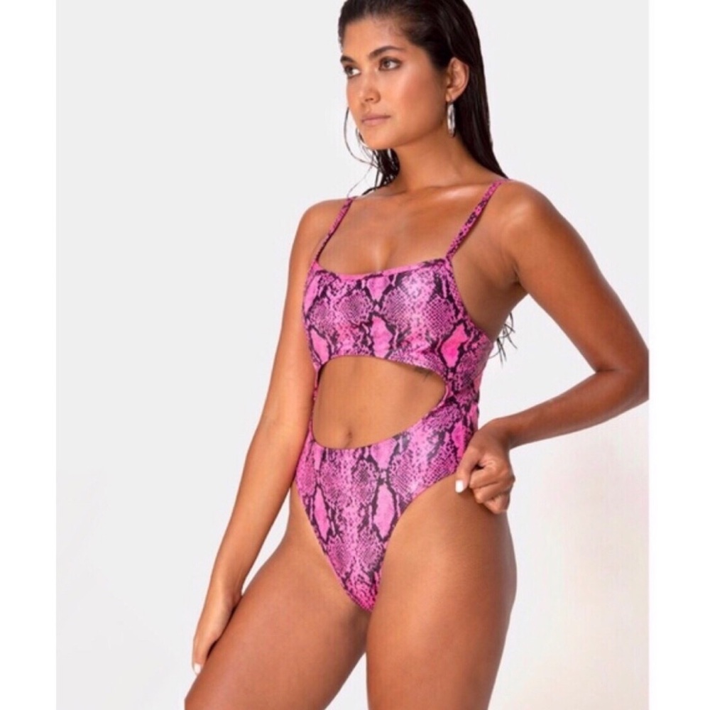 Motel Rocks | Varois One Piece Swimsuit - Snake Pink $65